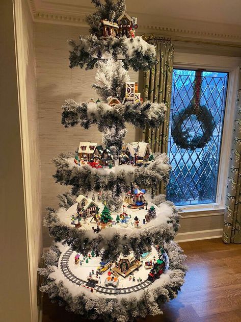 Lego Christmas Village Display, Themed Trees, Lego Christmas Tree, Lego Tree, Merry Christmas Everybody, Cardboard Christmas Tree, Rainbow Christmas Tree, Book Christmas Tree, Diy Tree Decor