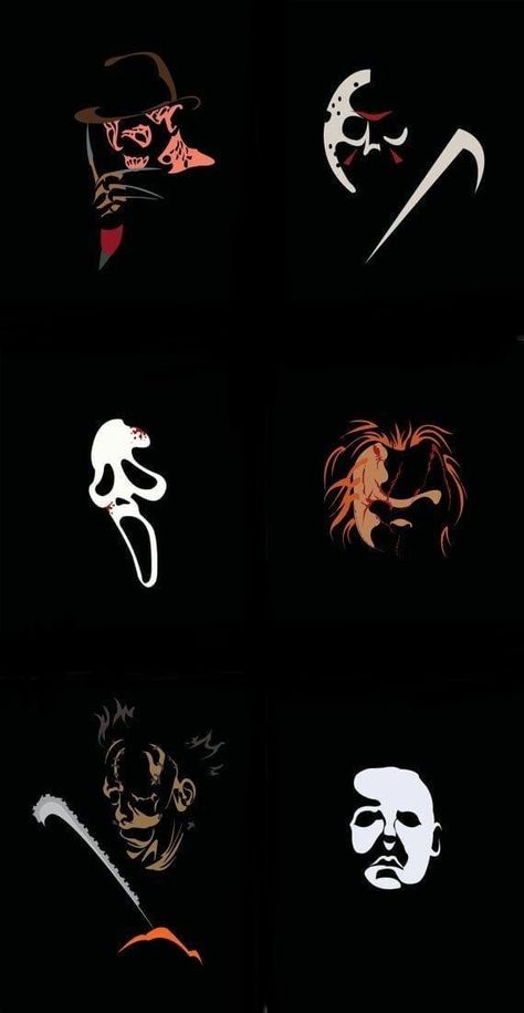 Horror Highlight Icons, Shock Therapy Aesthetic, Chucky Wallpaper Aesthetic Iphone, Halloween Characters Wallpaper, Horror Movie Lockscreen Wallpaper, Horror Phone Backgrounds, Halloween Slasher Wallpaper, Michael Myers And Ghostface Wallpaper, Slasher Background