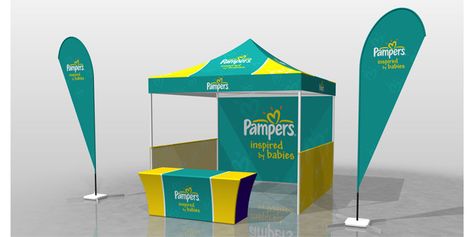 Tents and Banners | Pampers Tent Booth Design, Booth Graphic Design, Tent Booth, Experiential Design, Portable Display, Trade Show Exhibit, Pop Up Canopy Tent, Tent Design, Canopy Tent