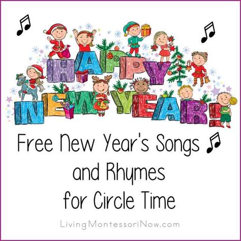 Check out these free New Year's songs and rhymes, which work perfectly for the New Year's holiday ... many work well throughout the beginning of the year. YouTube New Year's songs along with song lyrics from around the blogosphere; a variety of songs for preschoolers through elementary-age kids New Years Songs For Preschoolers, New Year’s Activities For Preschool, New Years For Preschoolers, New Year Songs For Kids, Happy New Year For Kids, Holiday Songs For Preschoolers, January Songs For Toddlers, Preschool Winter Songs And Fingerplays, Winter Concert Songs For Kindergarten