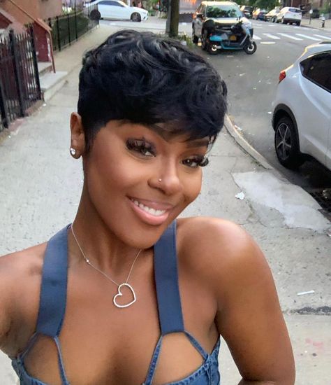 Female Fade Haircut Short Hair, Pixie Hairstyles For Black Women Curly, 90s Mushroom Haircut Black Women, Chocolate Brown Pixie Cut Black Women, Betty Boop Hairstyle Black Women, Pixie Sew In Weave Black Women, Colored Pixie Hair Black Women, Short Natural Haircuts For Black Women, Bowl Cut Black Women