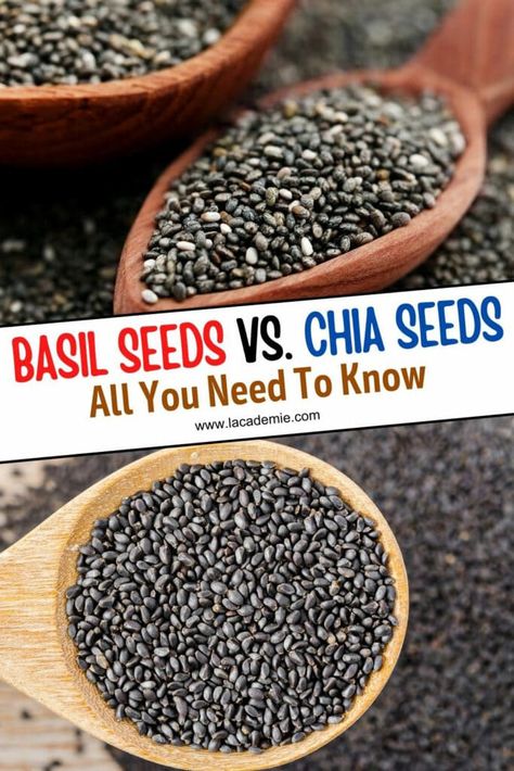 Basil Seeds Vs. Chia Seeds - All You Need To Know 2022 Basil Seed Recipes, Basil Seeds Drink, Sabja Seeds Recipes, Basil Seed Pudding, Basil Seeds Recipe, Sabja Seeds Benefits, Chia Seeds Vs Flax Seeds, Basil Seeds Benefits, Chia Vs Flax Seed