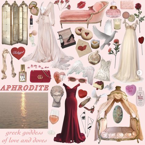 Aphrodite Cabin Outfits, Aphrodite Moodboard, Aphrodite Aesthetic Outfit Pink, Aphrodite Clothes, Goddess Aphrodite Affirmations, Aphrodite Aesthetic, Romantic Academia, Goddess Aesthetic, Ethereal Aesthetic