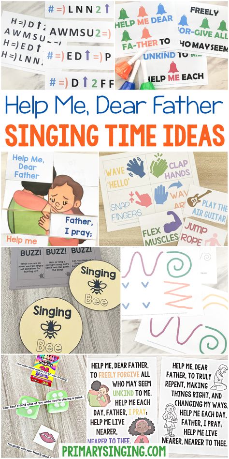 21 Help Me Dear Father Singing Time Ideas 16 Help Me Dear Father Primary Song, Wiggles Songs, When I Am Baptized, Singing Time Ideas, Book Of Mormon Stories, Scramble Words, Primary Songs, Printable Lesson Plans, Primary Singing Time