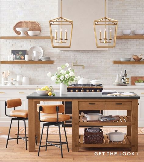 Get The Look Pottery Barn Kitchen, Cream Kitchen Cabinets, Stylish Kitchen Design, Iron Lantern, Barn Kitchen, Iron Lanterns, Outdoor Cushion Covers, Classic Kitchens, Stylish Kitchen