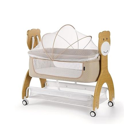 Dream on Me Cub Portable Bassinet in Beige, Multi-Use Baby Bassinet with Locking Wheels, Large Storage Basket, Mattress Pad Included, JPMA Certified Beige Crib, Baby Bottle Set, Newborn Basket, Rocking Cradle, Portable Bassinet, Large Storage Basket, Large Storage Baskets, Cunas Para Bebes, Toddler Accessories