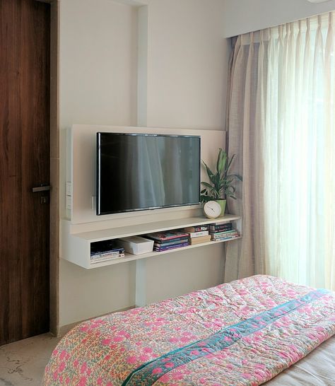 11 Terrific TV Unit Ideas • One Brick At A Time Room Ideas With Tv Bedroom, Compact Tv Unit For Bedroom, Tv Wall Ideas Bedroom Small Spaces, Bedroom Tv Unit Decor, Television In Bedroom Ideas, Tv Wall In Bedroom Ideas, 32 Inch Tv In Bedroom, Small Bedroom Tv Unit Design, Room Tv Ideas Bedrooms