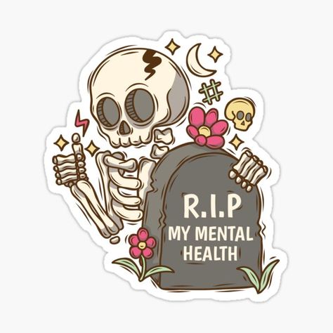 Weird Stickers, Funny Laptop Stickers, Don't Talk To Me, Skeleton Sticker, Skeleton Illustration, My Mental Health, Lilo Et Stitch, Iphone Case Stickers, Skull Sticker