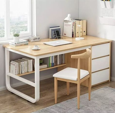 Study Table Designs, Study Desk Decor, Coastal Bathroom, Bathroom Retreat, Desks For Small Spaces, Simple Desk, Bookshelf Desk, Bedroom Desk, Study Room Decor