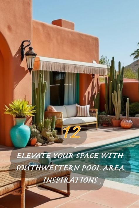 I love how this space perfectly captures the essence of Southwestern design! The warm earthy tones, vibrant accents, and natural elements create such a welcoming atmosphere. It's the ideal retreat for lounging by the pool or entertaining friends. From the stylish seating to the beautiful cactus arrangements, every detail adds to the charm. Let these inspirations transform your own outdoor space into a stunning oasis! Southwestern Courtyard Ideas, Cactus Arrangements Ideas, Southwestern Backyard, Cactus Arrangements, Japandi Dining Room, Organic Modern Kitchen, Cactus Arrangement, Beautiful Cactus, Modern Farmhouse Living