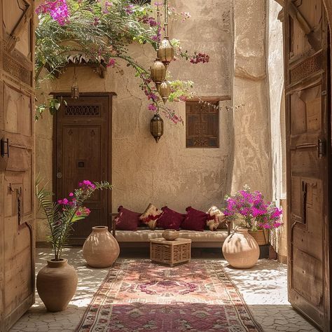 Arabic Living Room, Middle Eastern Decor, Moroccan Houses, Mediterranean Interior, Ethnic Decor, Mexican Home, House Arch Design, Desi Aesthetic, Ancient Architecture