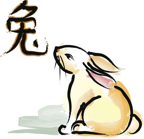 Chinese Zodiac Signs Rabbit, Chinese Zodiac Tattoo, Chinese Zodiac Rabbit, Zodiac Rabbit, Rabbit Vector, Rabbit Drawing, Rabbit Tattoos, Rabbit Illustration, Zodiac Tattoo