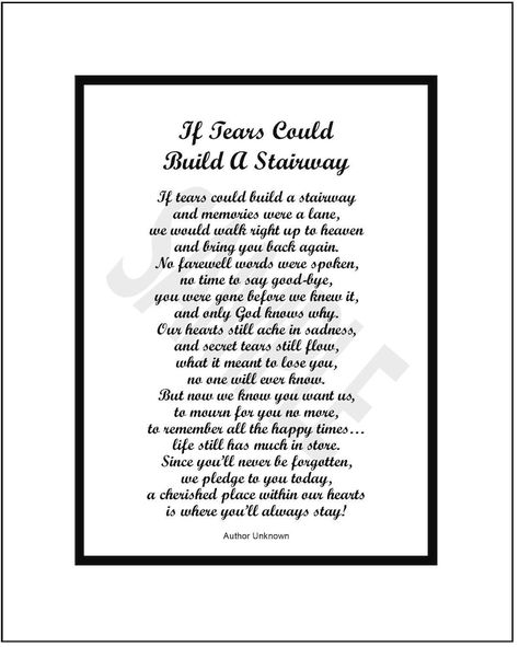 If Tears Could Build A Stairway, Digital Download Sympathy Poem, Loss of Husband Wife, in Memory of Wife, Husband, in Memory of Dad Mother, - Etsy Letter From Mom In Heaven To Daughter, If Tears Could Build A Stairway, Daughter Memorial Quotes, Losing A Father Quotes Strength, Dad Poems Deceased, Poem For Mom In Heaven, Loss Of A Dad From Daughter, Griefing Your Dad Poems, Remembrance Poems In Loving Memory