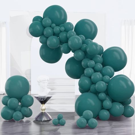 PRICES MAY VARY. 100 PCS RETRO BLUE BALLOONS DIFFERENT SIZES: Package includes 18 inch balloons (8 pcs), 12 inch balloons (30 pcs), 10 inch balloons (30 pcs), 5 inch small balloons (32 pcs) NON-TOXIC & SAFE: Made of latex, safe and non-toxic to use. Recommended to use with a balloon hand pump or electric balloon pump to save time and effort WHAT TO FILL WITH: Latex balloons filled with AIR will stay full for up to 72 hours, while with HELIUM will stay full for 3-6 hours. For best float results, Teal Balloons, Garland Balloon, Crepe Paper Streamers, Small Balloons, Paper Streamers, Green Balloon, Boho Blue, Balloon Pump, Anniversary Decorations