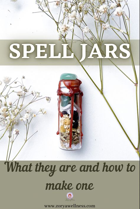 Spell Jars and Manifestation Bottles: What They Are and How to Make One. Image of spell Jar Witch Spell Bottles Diy, Get Well Spell, Herb Spell Jars, Intention Jars Diy, Diy Spell Jars Recipes, Manifestation Jar Ideas, Tiny Spell Jars, What To Do With Spell Jars, What To Do With Spell Jars After