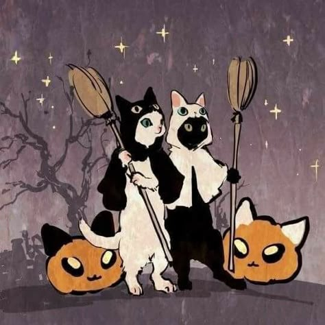 Cat Halloween, Halloween Cupcakes, Halloween Cookies, 영감을 주는 캐릭터, Halloween Wallpaper, Halloween Art, 귀여운 동물, Pretty Art, 그림 그리기