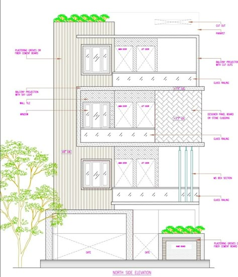 2d Elevation Design In Autocad, Elevation 2d Drawing, 2d Plan With 3d Elevation, 2d Elevation Designs For House, Autocad Elevation Drawings, 2d Elevation Design, Elevation Detail Drawing, Elevation Details, Small House Blueprints