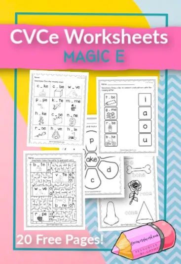 These free, printable CVCe worksheets (or magic e) will give your students practice with super e words. Teaching Magic E, Cvce Activities Freebies, Cvce Worksheets, Lemon Classroom, Magic E Words, Long Vowel Words, Phonics Free, Cvce Words, First Grade Worksheets