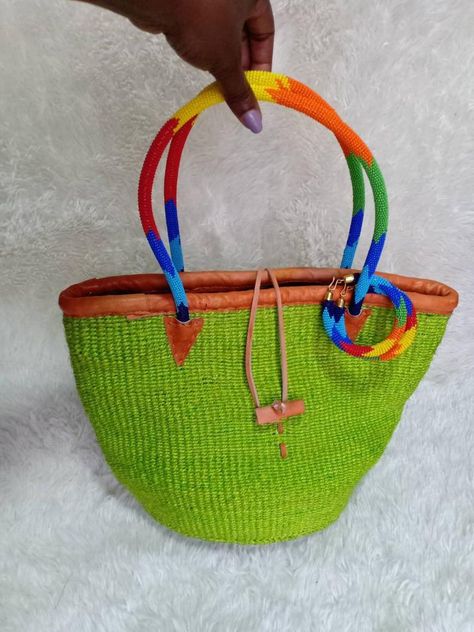 African Bag, Woven Leather Bag, Woven Bags, Gift For Mom Christmas, Unique Mothers Day Gifts, Natural Sisal, Handcrafted Bags, Woven Tote Bag, Grandmother Gifts