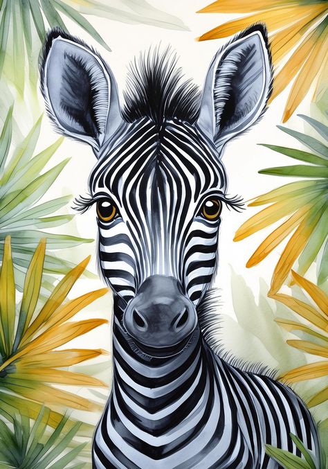 Create an enchanting space for your child with this stunning digital poster of a baby zebra. With its captivating look and distinctive stripes, this illustration adds a touch of exotic nature and softness to your child's bedroom. Zebra Cartoon, Zebra Drawing, Zebra Illustration, Glasses Ideas, Zebra Painting, Wrapping Techniques, Zebra Art, Poster Cute, Gift Wrapping Techniques