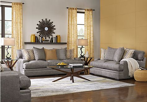 Cindy Crawford Home Palm Springs Gray 7 Pc Living Room Cindy Crawford Home, Farmhouse Living Room Decor Ideas, Apartment Sofa, Farmhouse Decor Living Room, Living Room Sets Furniture, Living Room Sectional, Cindy Crawford, Living Room Grey, Contemporary Living Room