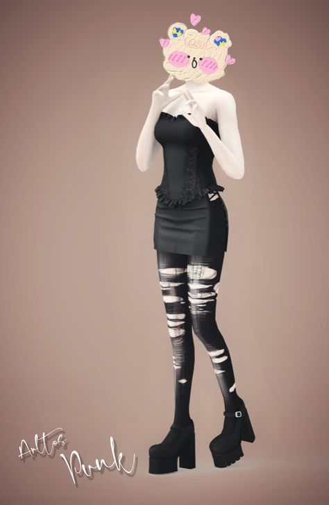 Ripped Stockings, Ripped Tights, Punk Dress, Sims 4 Cc Finds, Ts4 Cc, Sims 4 Cc, Maxis Match, Sims 3, Sims Cc