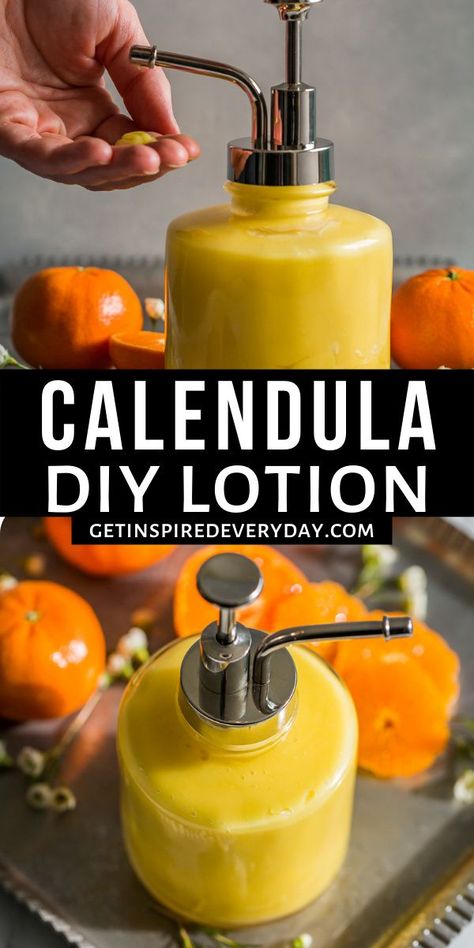 Calendula Lotion, Diy Spa Gifts, Diy Vitamin C Serum, Homemade Body Lotion, Diy Lotion, Homemade Lotion, Citrus Essential Oil, Diy Body Care, Body Lotions