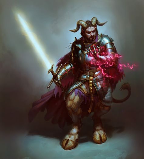 Dnd Satyr Paladin, Satyr Warlock, Satyr Fighter, Satyr Paladin, Satyr Male, Satyr Dnd, Satyr Art, Goat Men, Dnd Paladin