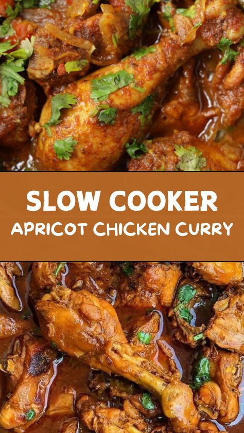 Slow Cooker Apricot Chicken Curry Apricot Chicken Drumsticks, Crockpot Curry Chicken, Slow Cooker Apricot Chicken, Chicken Curry Crockpot, Chicken And Onions, Slow Cooker Curry Recipes, Apricot Nectar, Slow Cooker Curry, Slow Cooker Chicken Curry