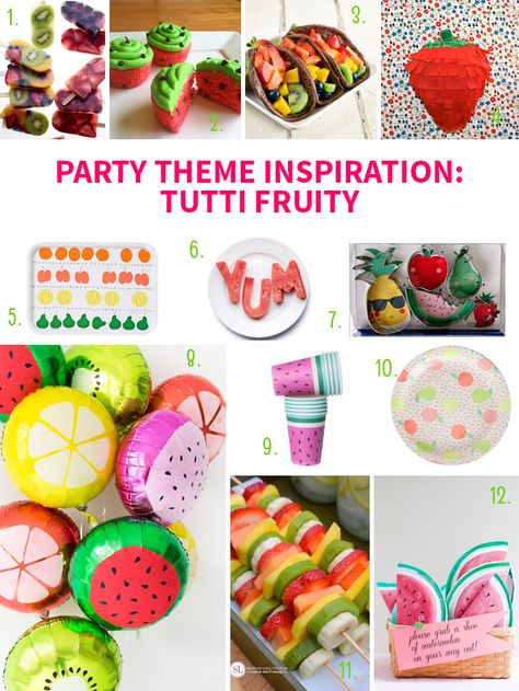 Party Theme Inspiration: Tutti Fruity on Style for a Happy Home //Click for details Twotti Fruity Party Food, Tutti Fruity Party, Fruity Party, Twotti Fruity, Tutti Frutti Birthday Party, Tutti Frutti Party, Birthday Party Snacks, Birthday Bbq, Theme Inspiration