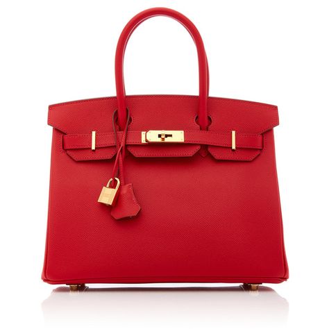 Hermès 30cm Rouge Casaque Epsom Birkin | Moda Operandi ($25,300) ❤ liked on Polyvore featuring bags and handbags Red Hermes Bag, Red Birkin Bag, Red Purse, Red Bag, Red Purses, Genuine Leather Purse, Birkin 25, Bags Aesthetic, Hermes Handbags