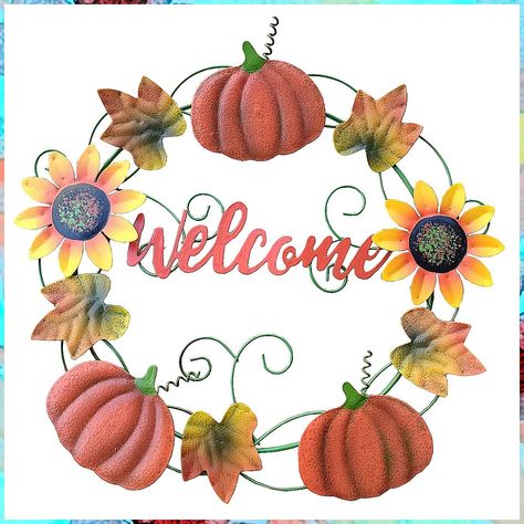 Metal Hanging Pumpkin Welcome Wreaths Pumpkins Fall Sign Wall Front Door Home Decor Autumn Harvest Halloween Thanksgiving Indoor Outdoor Welcome Decorations Welcome Wreaths, Outdoor Fall Decor Ideas, Welcome Signs Front Door, Metal Welcome Sign, Front Door Porch, Door Porch, Harvest Wreath, Fall Sign, Pumpkin Fall Decor