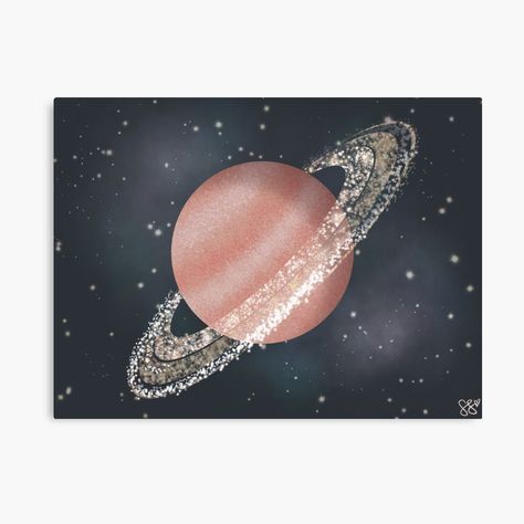 Saturn Painting, Pink Saturn, Saturn Art, Saturn Rings, Planet Drawing, Saturn Planet, Rings Of Saturn, Personalized Journal, Custom Artwork