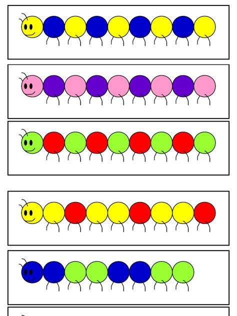 Pom Pom Patterns Preschool, Pom Pom Pattern Cards, Caterpillar Patterns, Pom Pom Patterns, Pom Pom Mat, Preschool Patterns, Math Patterns, Pattern Worksheet, Pattern Activities