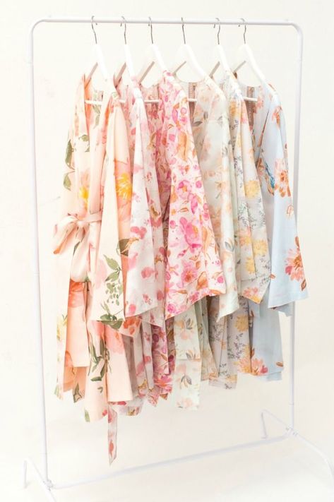 bridesmaid ideas Pretty Robes, Floral Robes, Mod Wedding, Bridesmaid Robes, Bridal Robes, Will You Be My Bridesmaid, Be My Bridesmaid, Brides And Bridesmaids, Here Comes The Bride