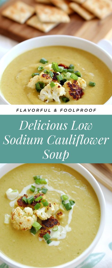 Image for Delicious Low Sodium Cauliflower Soup Low Sodium Soup Recipes, Low Sodium Soup, Pickle Soup, Stews Recipes, Healthy Finger Foods, Cozy Dinner, Cauliflower Soup, Vegetarian Paleo, Warm Hug