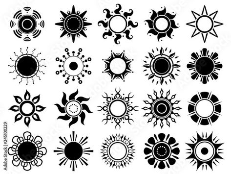 Stock Image: Sun silhouettes icon. Weather summers hot sunshine black graphic symbols vector isolated. Illustration of silhouette black monochrome sun collection Graphic Symbols, Sun Silhouette, Jagua Henna, Pencil Inspiration, Nature Symbols, Black Monochrome, Moon Symbols, Tattoo Outline Drawing, Tattoo Zeichnungen