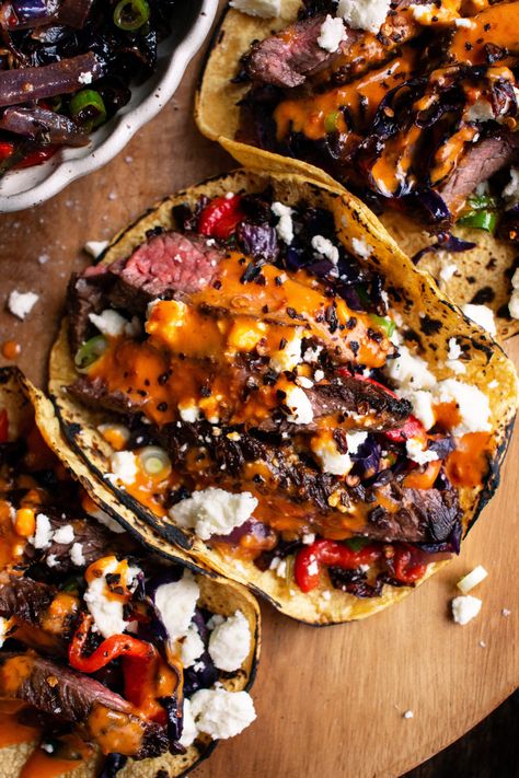 The Original Dish, Steak Tacos, Roasted Cabbage, Chipotle Sauce, Cabbage Slaw, Skirt Steak, Fajitas, Tortillas, Mexican Food Recipes