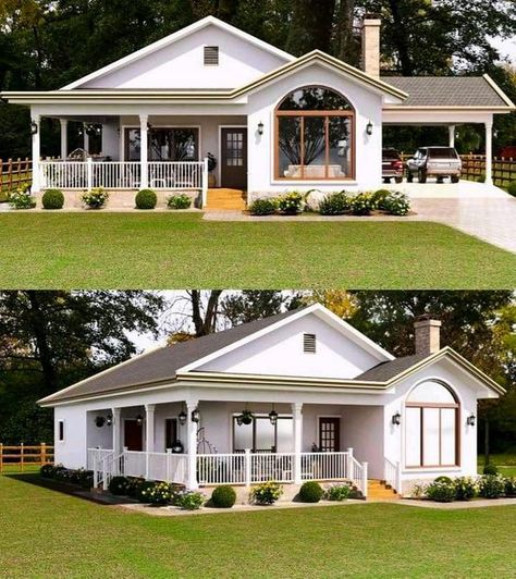 Beautiful Small House Design, Simple Bungalow House Designs, Tropical Homes, Bungalow Style House Plans, Affordable House Plans, House Design Ideas, A Frame House Plans, Country House Design, Cottage Style House Plans