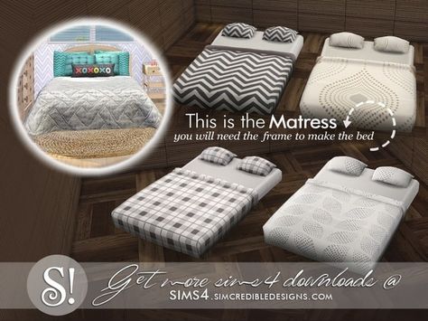 Sims 4 Cc Double Bed Mattress, Sims 4 Mattress Cc, Sims 4 Beds, Custom Mattress, Sims Furniture, Diy Kids Furniture, Sims 4 Cc Kids Clothing, Double Bed Mattress, Die Sims 4