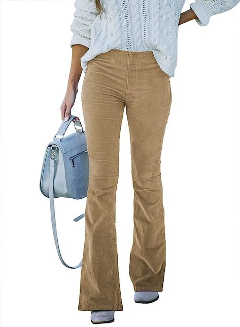 Plus Size Corduroy Pants, Corderoy Pants, Plus Size Corduroy, Corduroy Flare Pants, Bell Bottom Trousers, Womens Flare Jeans, Denim Pants Fashion, Bell Pants, Elastic Waist Jeans