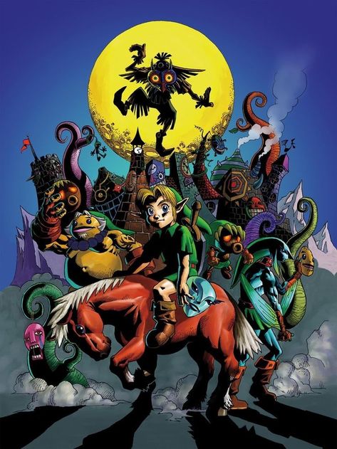 Majoras Mask Wallpaper, Majoras Mask Art, Mask Wallpaper, Legend Of Zelda Majora's Mask, Princess Games, Link Art, Classic Artwork, Poster Classic, High Pictures