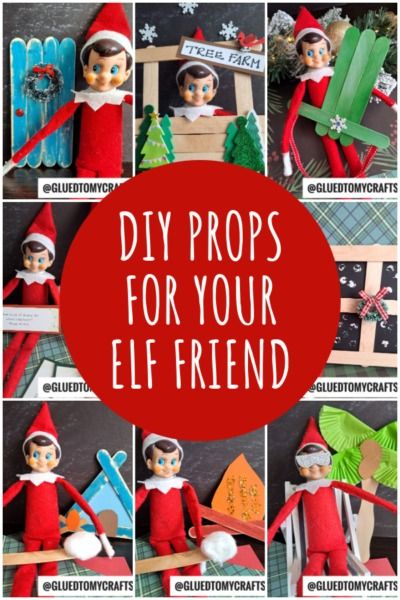 Elf Prop Ideas From Glued To My Crafts - Glued To My Crafts Elf Movie Parade Float Ideas, Diy Elf Door On The Shelf, Diy Elf Carrier, Elf On The Shelf Diy Accessories, Diy Elf Accessories, Diy Elf Props, Elf On The Shelf Props Diy, Elf On The Shelf Accessories Diy, Diy Elf On The Shelf Props