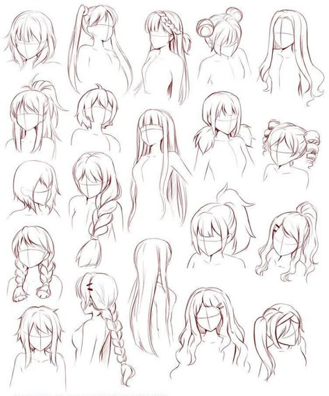 Drawing Hair Tutorial, Manga Hair, Drawing Eyes, Seni Dan Kraf, Drawing Hair, Drawing Faces, Hair Drawing, Character Sketches, Digital Painting Tutorials