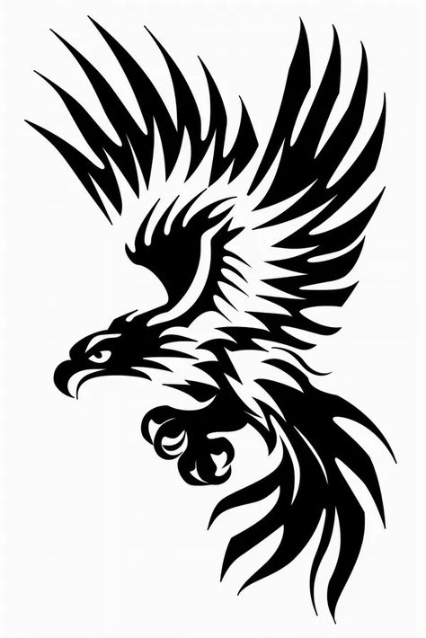 Tattoo idea: tribal black and white symbol A fierce eagle in flight 3 Eagle Symbol, Imperial Eagle, Japanese Tea House, Eagle In Flight, Illustrated Manuscript, I Kissed A Girl, New Tattoo Designs, White Symbol, Post Animal