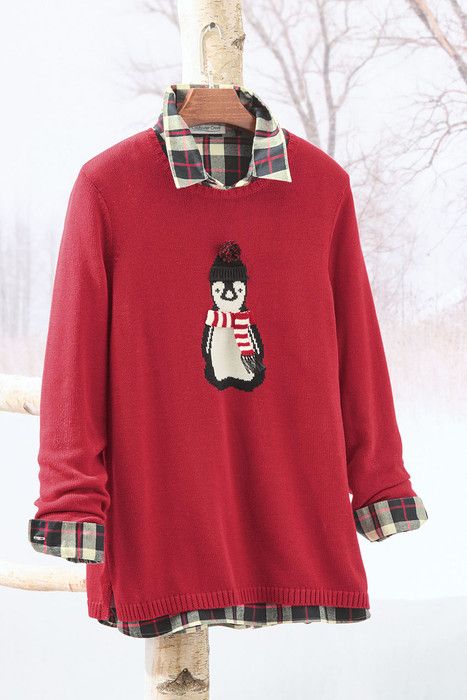 Polar Penguin Sweater Penguin Sweater, Scarf And Hat, Shrug Cardigan, Plus Size Clothes, Women's Sweaters, Clothes To Buy, Coldwater Creek, Sale House, Penguins