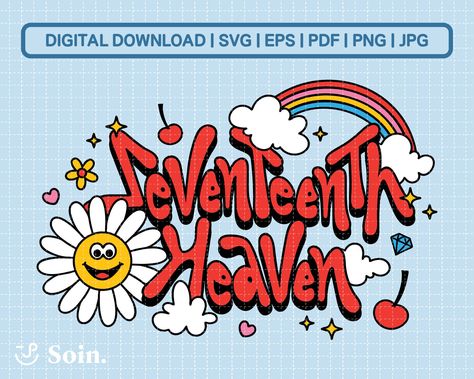 Seventeen Silhouette, Seventeen Seventeenth Heaven, Seventeen Heaven Wallpaper, Seventeen Tshirt Design, Seventeenth Heaven Wallpaper, Seventeen Stickers Png, Seventeen Png, Seventeen Printable, Seventeen Illustration