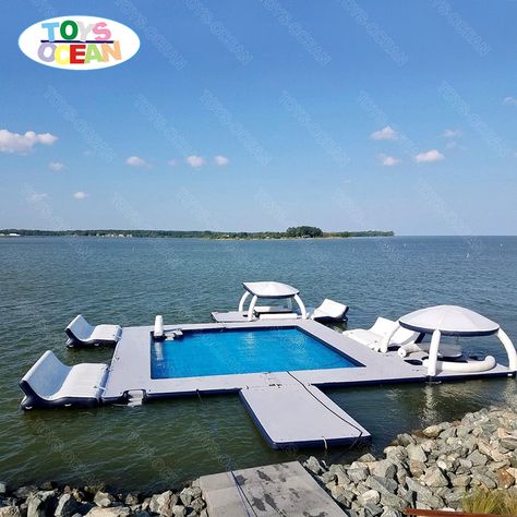 Party Raft Floating Island, Lake Floating Platform, Dock On The Ocean, Lake Toys For Adults, Platform Tent, Floating Jet Ski Dock, Lake Floating, Inflatable Floating Island, Pontoon Dock