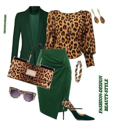 Informal Attire, Green Outfits, Leopard Outfits, Diva Style, Best Winter Outfits, Stylish Work Attire, Classy Work Outfits, فستان سهرة, Classy Casual Outfits