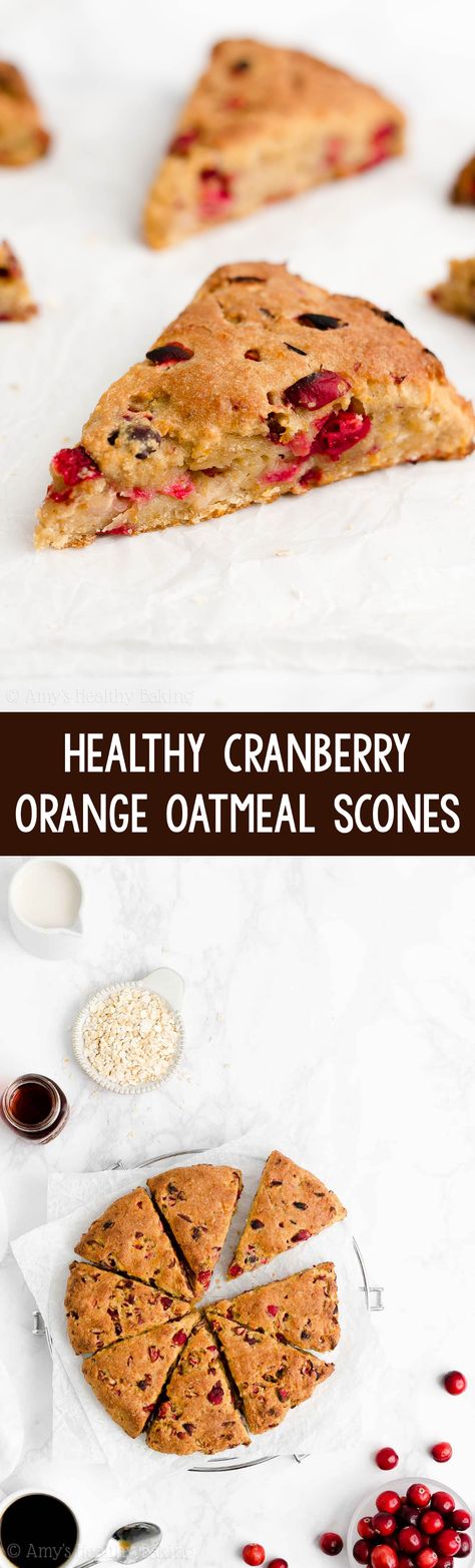 Healthy Cranberry Orange Oatmeal Scones – SO easy to make & 129 calories! They’re really moist too, not one bit dry or crumbly! I’m obsessed! ad @bobsredmill ♡ best cranberry orange scones recipe. moist cranberry orange oatmeal scones with gluten free, whole wheat & vegan options. healthy low calorie clean eating greek yogurt scones. Greek Yogurt Scones, Low Calorie Clean Eating, Cranberry Orange Scones Recipe, Cranberry Orange Oatmeal, Yogurt Scones, Orange Oatmeal, Orange Scones Recipe, Oatmeal Scones, Cranberry Orange Scones